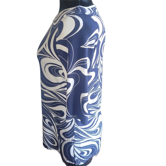 Michael Tyler Navy and White Swirl Pattern Top S - Picture 4 of 6